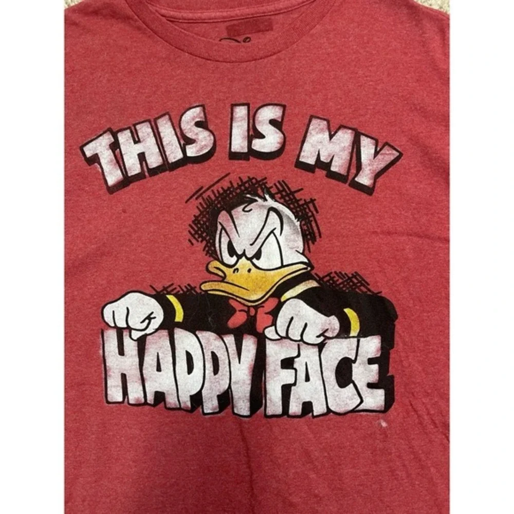 Disney Donald Duck This Is My Happy Face‎ Men's Red Heather T-Shirt Large